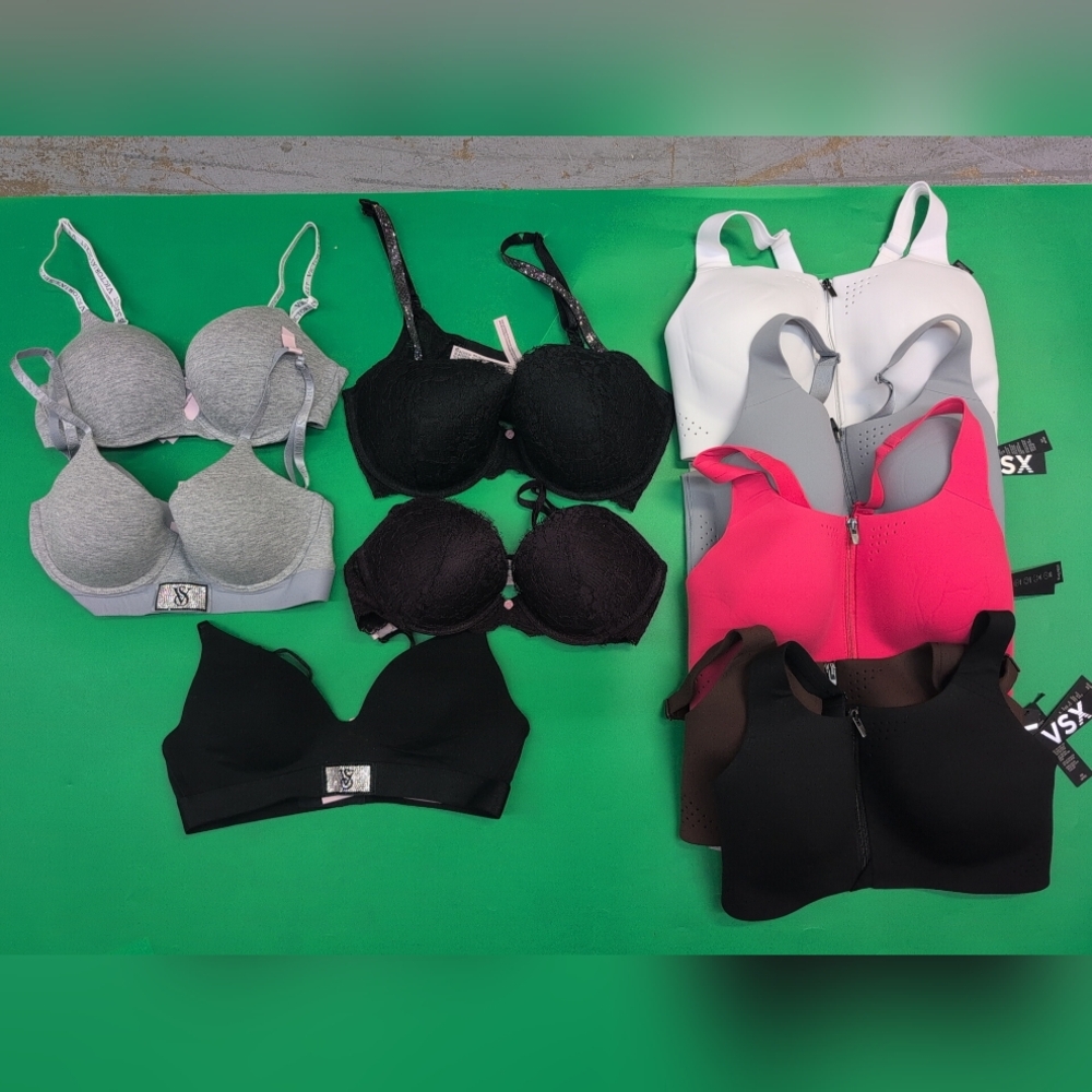 Victoria Secret Sexy Push Up Lined & Sports Bras 34C 34DD Mixed Lot of 10 Multi